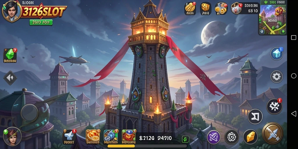Screenshot gameplay 3126SLOT dengan menara yang berfungsi menghadapi musuh.