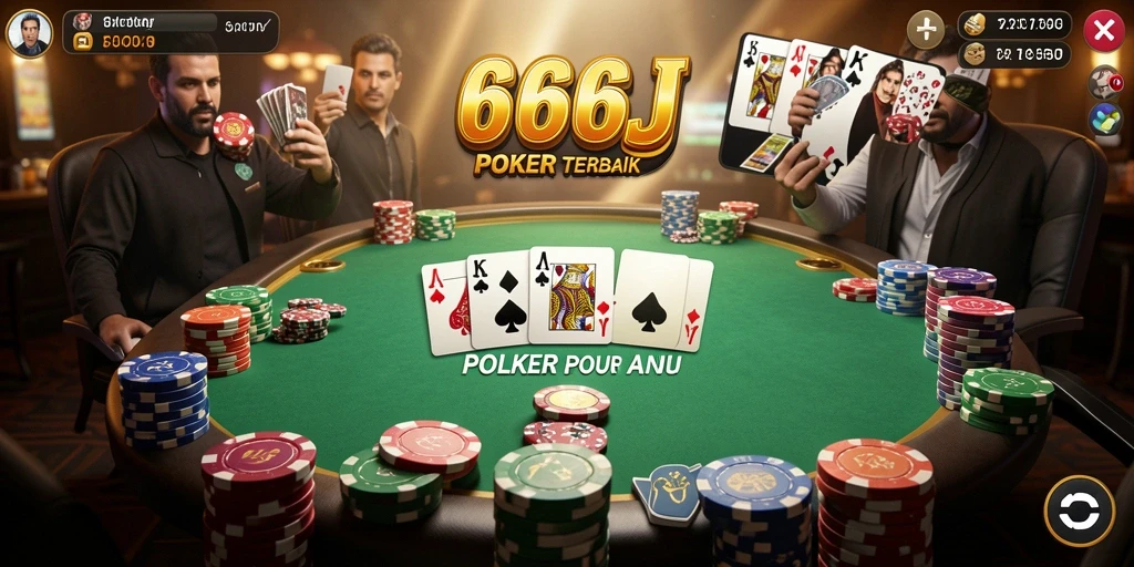 Tampilan gameplay poker yang menegangkan di 666J.
