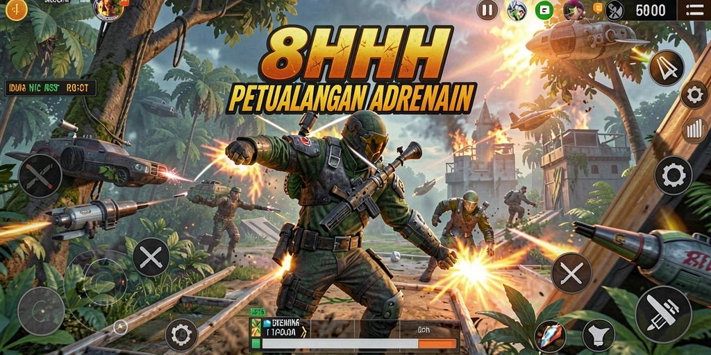Tampilan mendebarkan dari gameplay 8HHH.