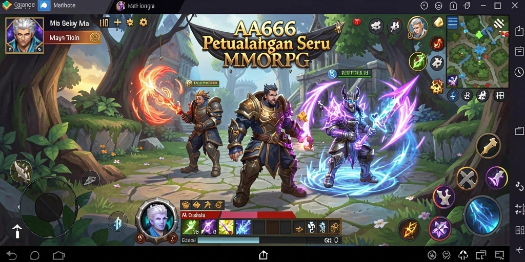 Tangkapan layar gameplay AA666 menunjukkan pertarungan seru dan eksplorasi dunia fantastis.