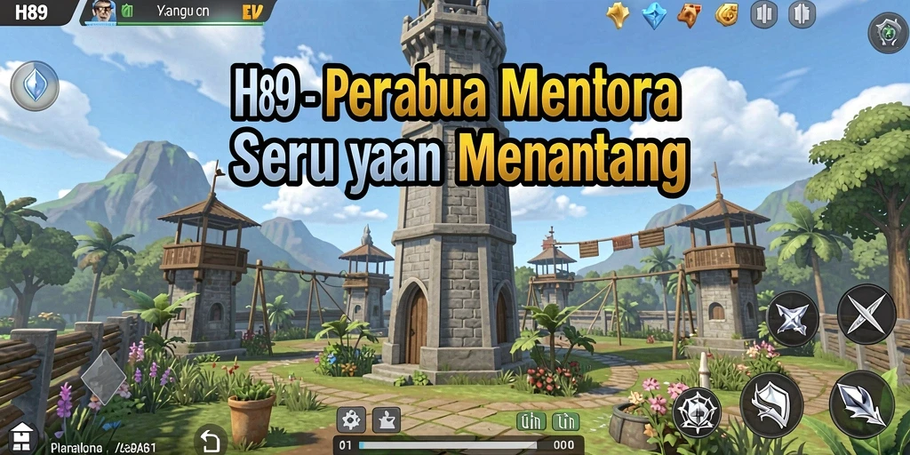 Screenshot H89 menampilkan aksi pertahanan menara yang mendebarkan.