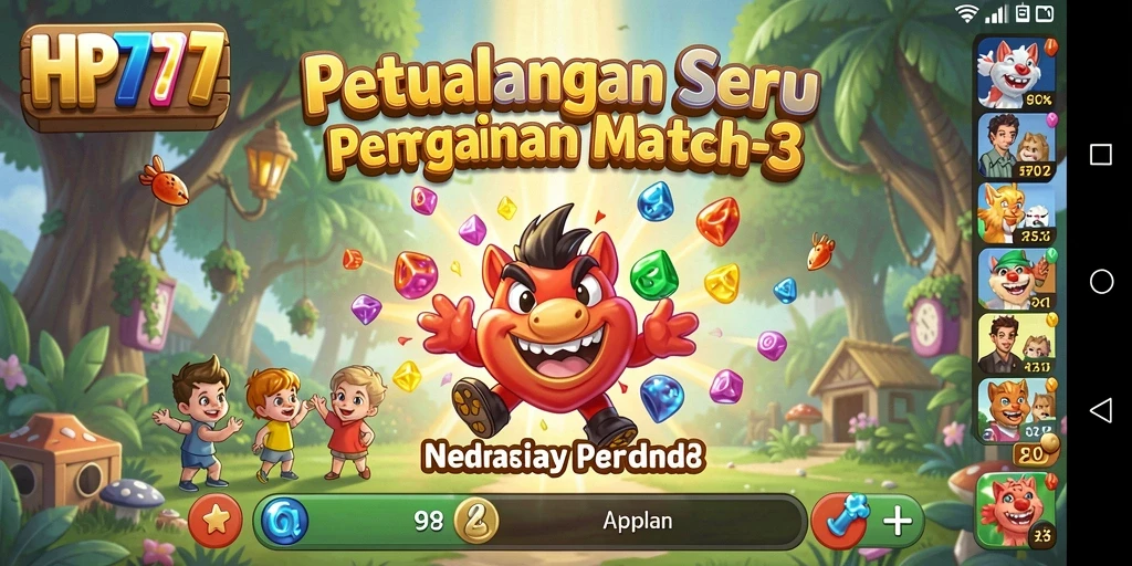 Gambar gameplay HP777 yang penuh warna dan tantangan seru.