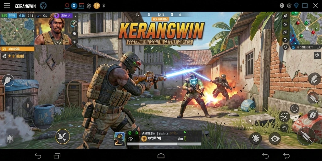Gameplay seru dan menegangkan di KERANGWIN, pengalaman Battle Royale yang tidak terlupakan.