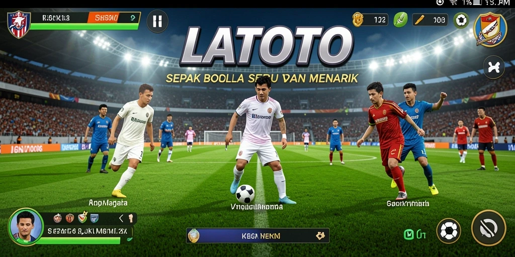 Screenshot gameplay LATOTO menampilkan aksi seru permainan sepak bola.