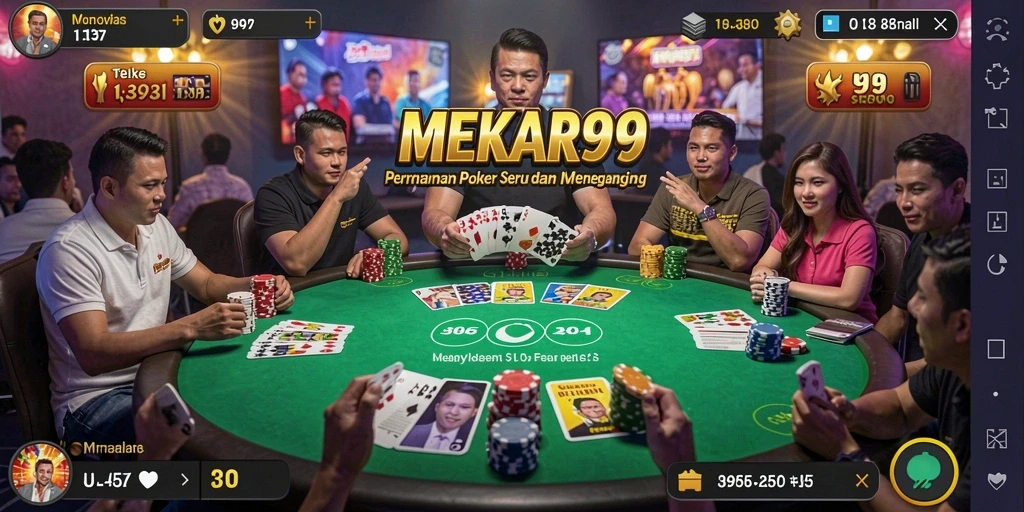 Tampilan gameplay Poker menarik MEKAR99 dengan fitur yang memukau.