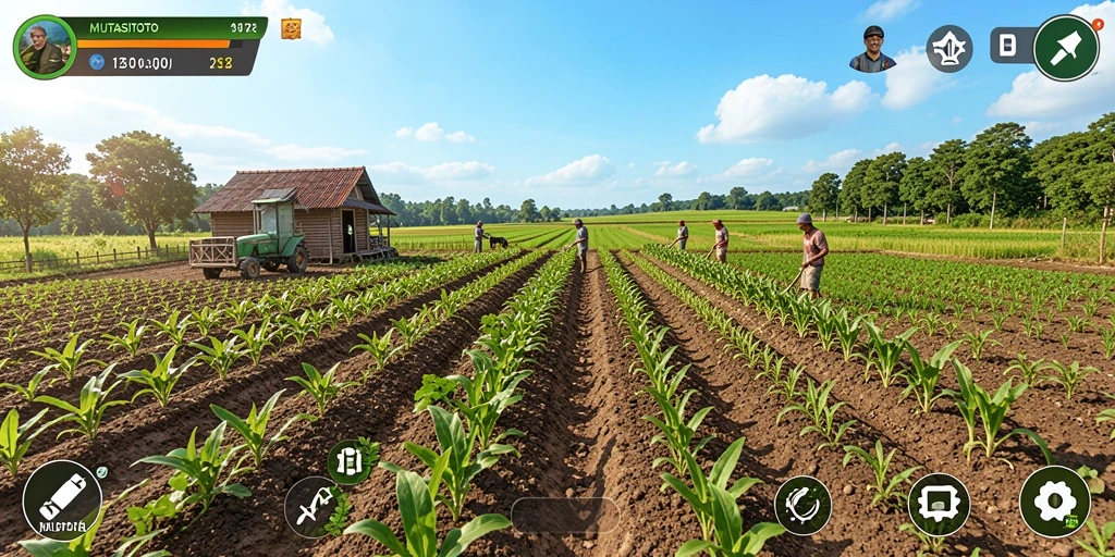 Tampilan gameplay MUTASITOTO menampilkan aktivitas pertanian yang seru dan interaktif.