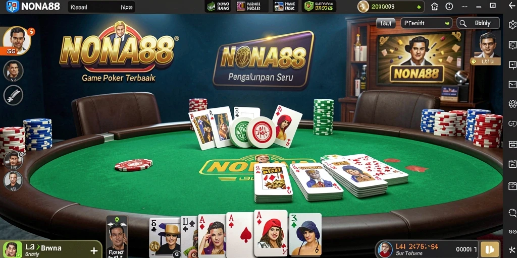 Screenshot gameplay NONA88 yang menampilkan suasana Poker yang seru.