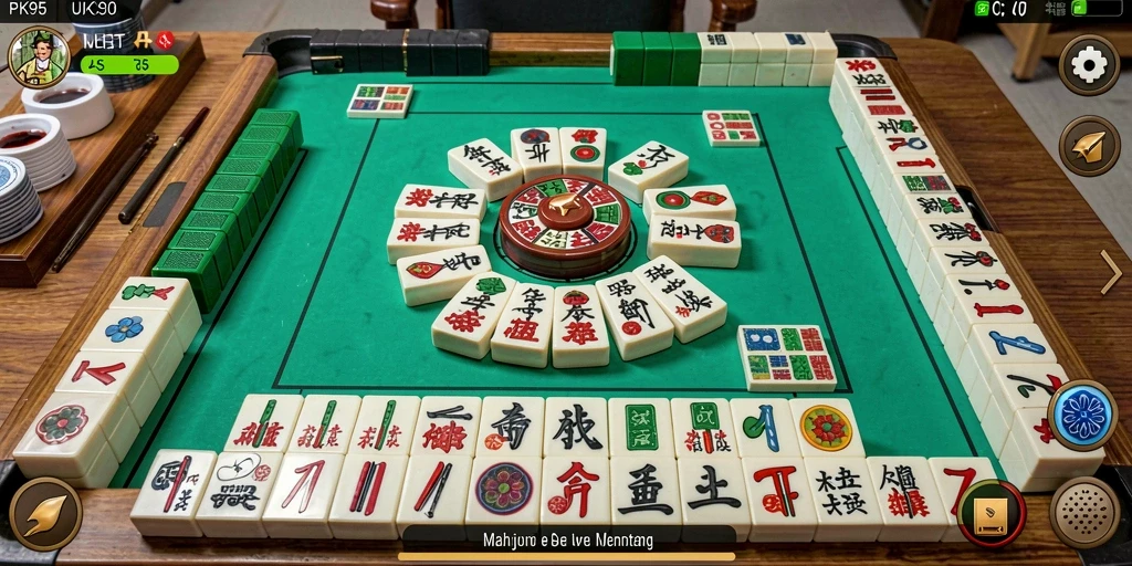 Tangkapan layar gameplay PK95 yang menarik dengan elemen Mahjong.