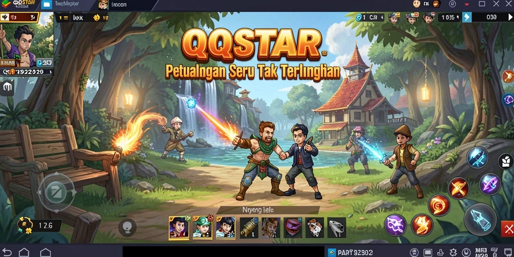 Screenshot gameplay QQSTAR menampilkan aksi petualangan yang mendebarkan.