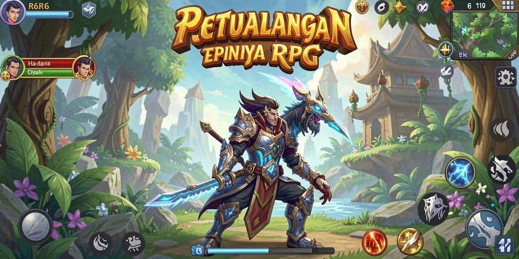 Tampilan gameplay R6R6 dengan pertempuran RPG yang mendebarkan.