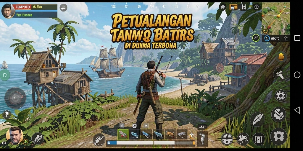 Screenshot utama TEMPOTOTO menampilkan gameplay dinamis di dunia terbuka.