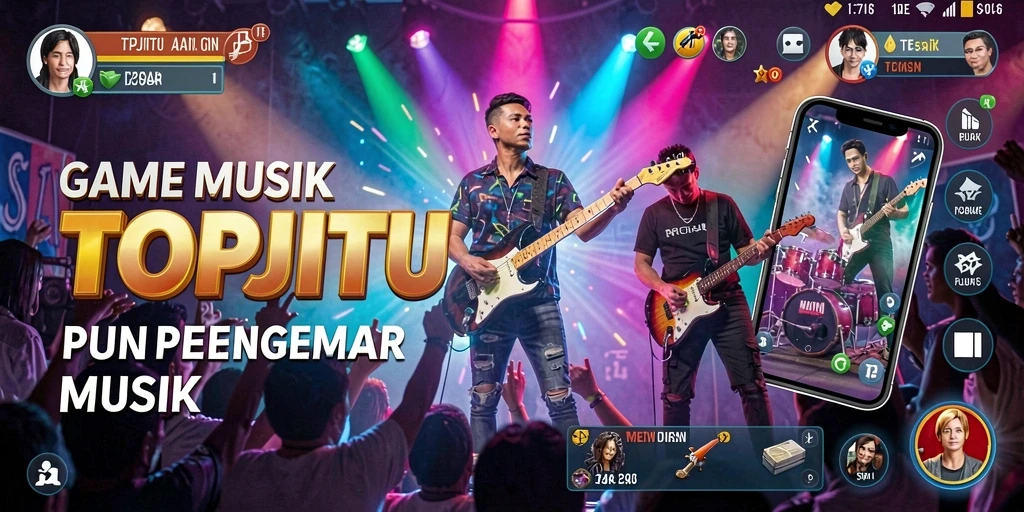 Tampilan gameplay TOPJITU yang menampilkan keseruan bermain musik.