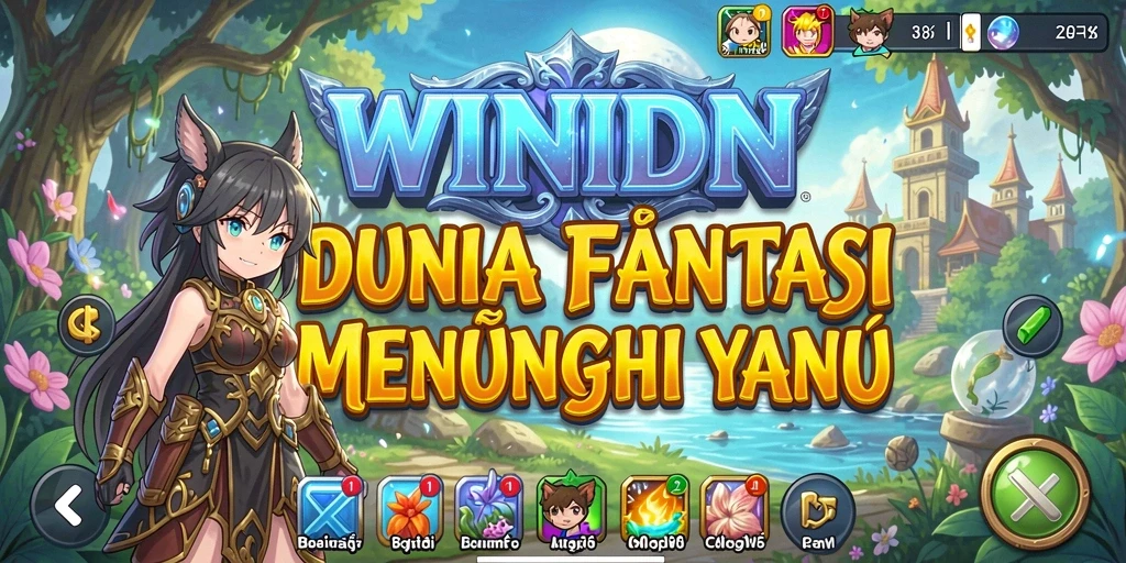Tampilan gameplay seru dari WINIDN dengan karakter anime yang menarik.