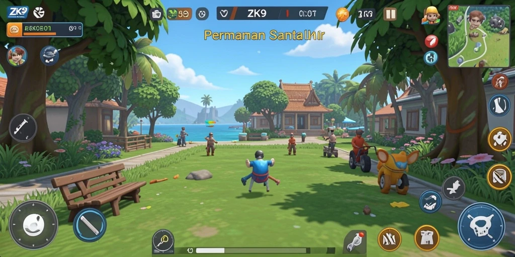 Tangkapan layar menunjukkan gameplay menarik dari ZK9 yang penuh warna.